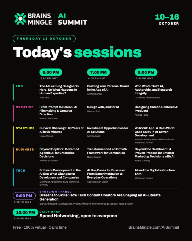 AI Summit agenda, Thu 15 Oct: today's sessions