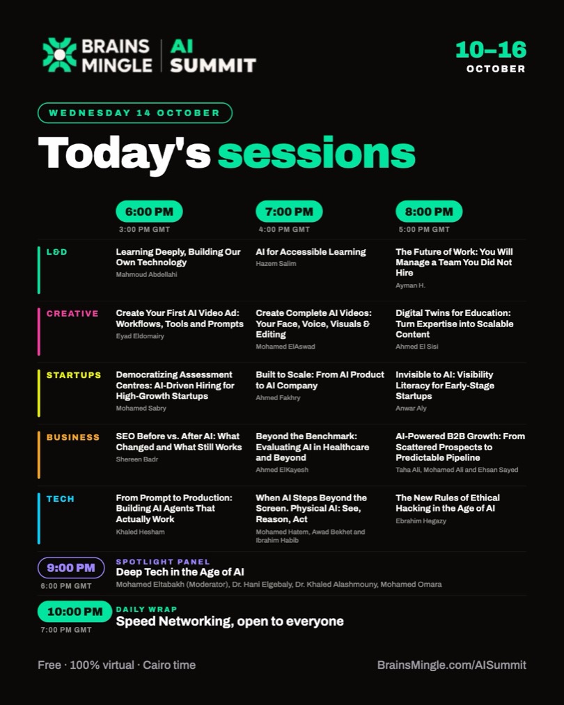 AI Summit agenda, Wed 14 Oct: today's sessions
