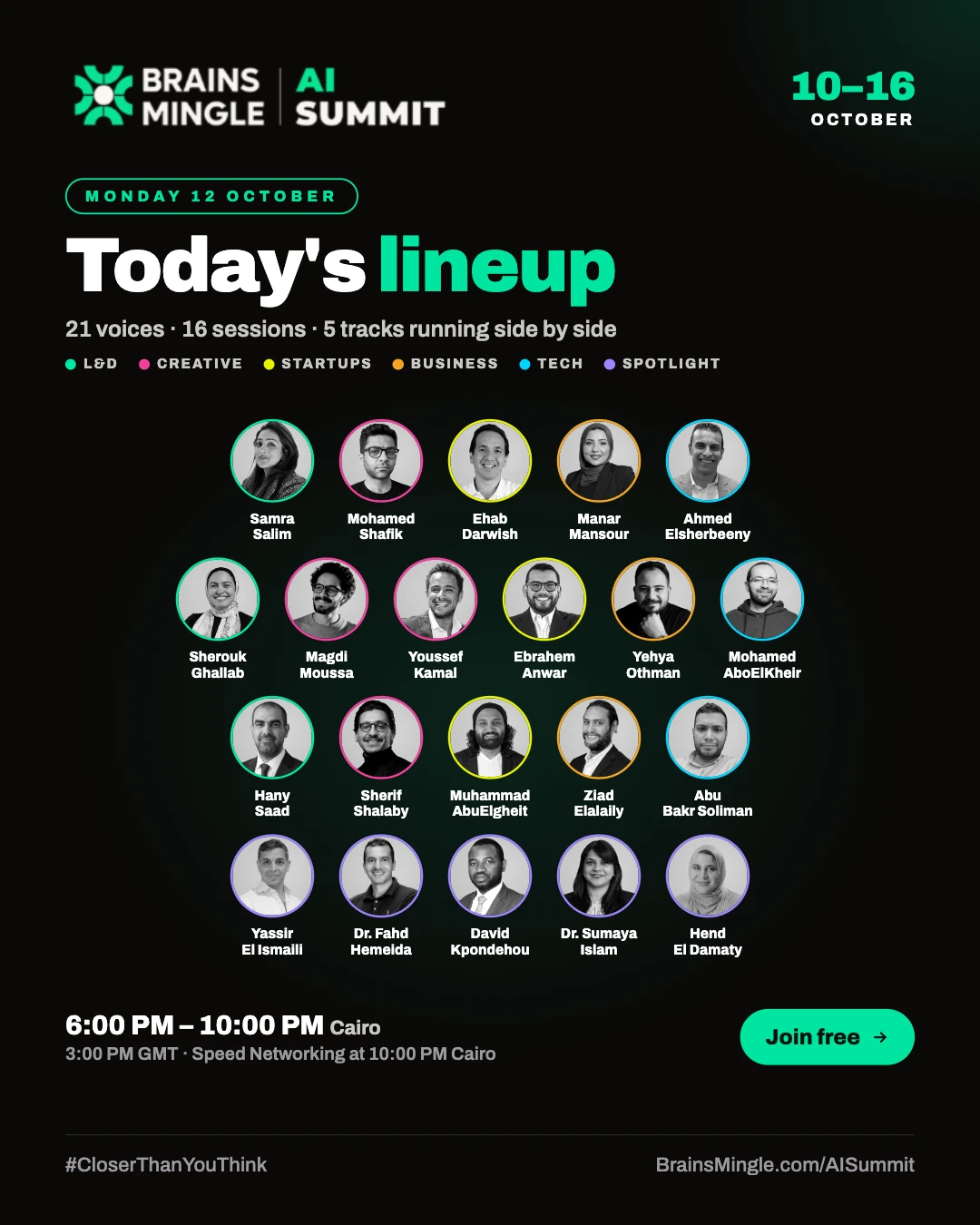 AI Summit speaker lineup, Mon 12 Oct