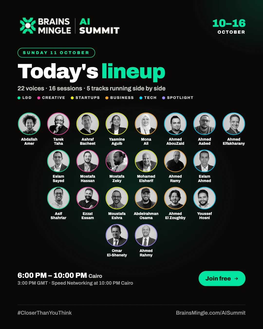 AI Summit speaker lineup, Sun 11 Oct