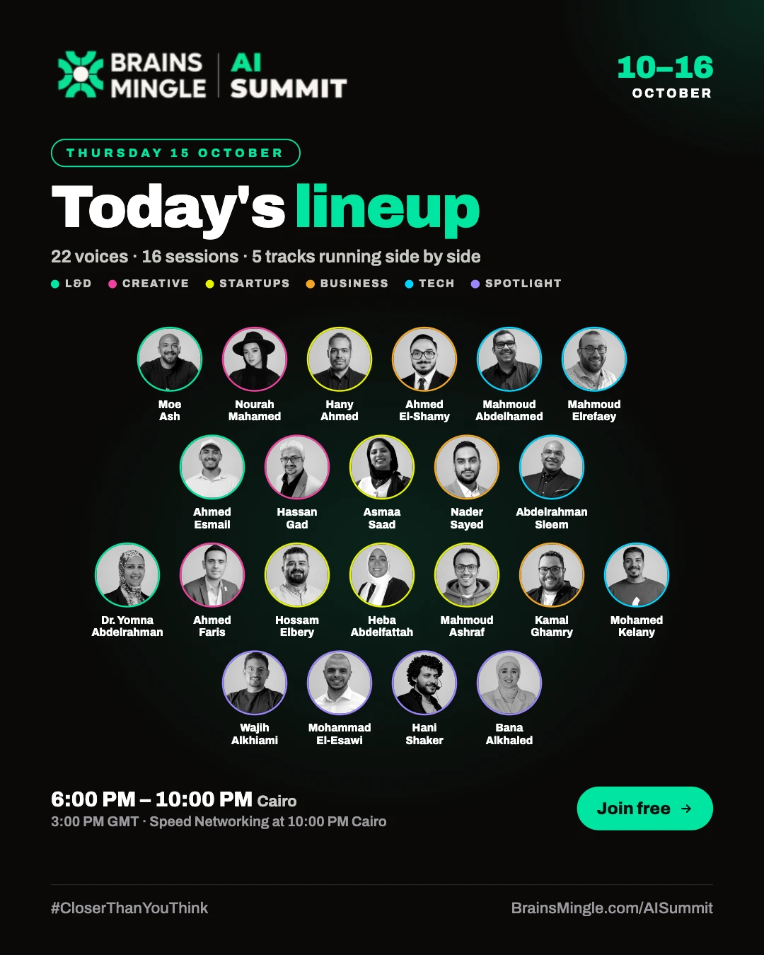 AI Summit speaker lineup, Thu 15 Oct
