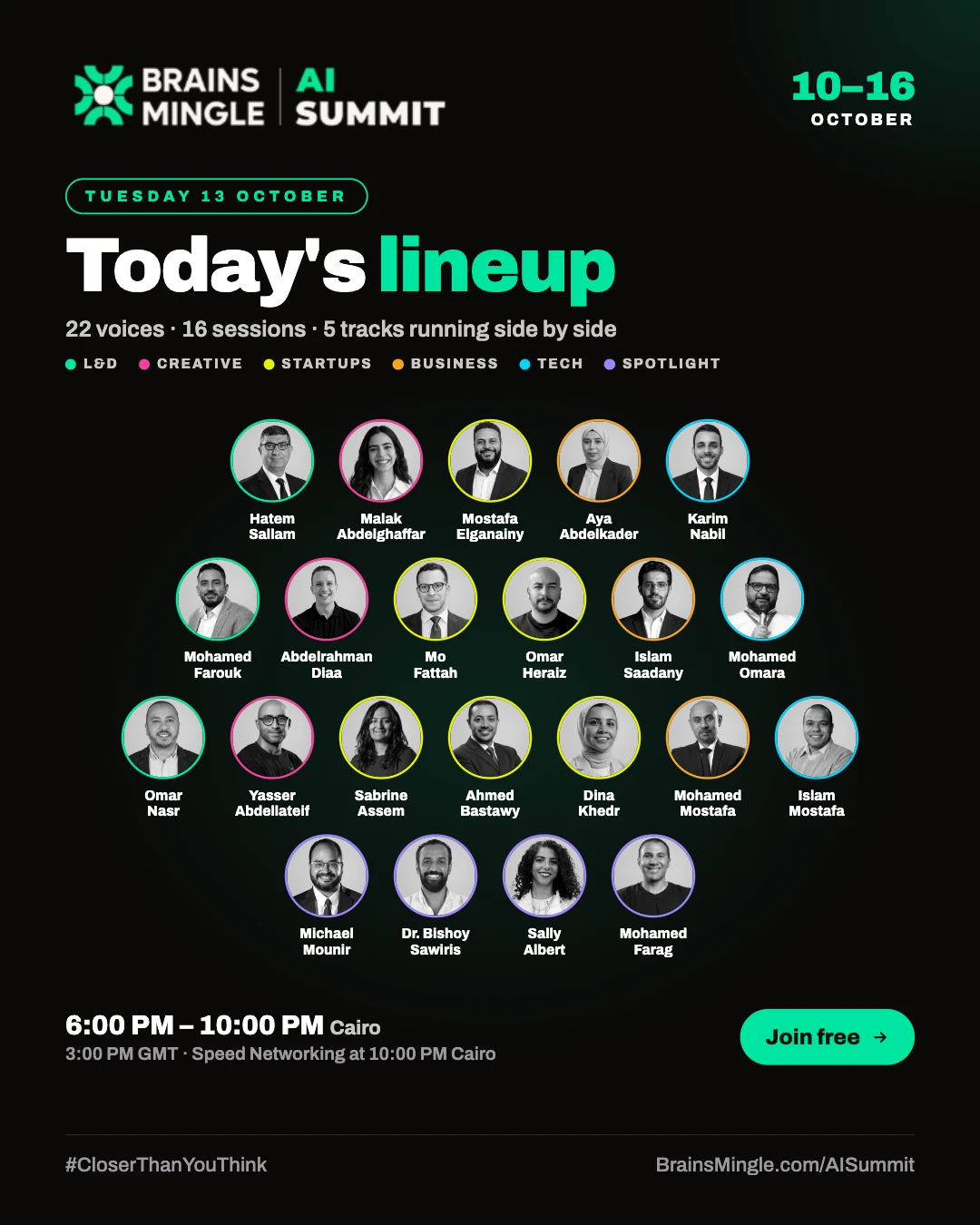 AI Summit speaker lineup, Tue 13 Oct
