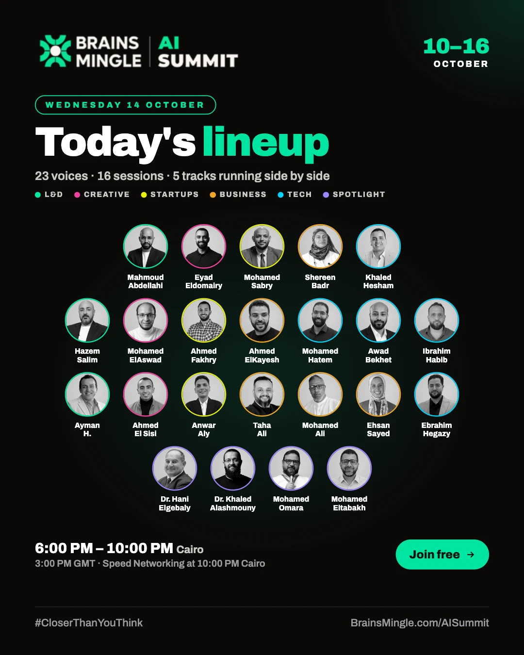 AI Summit speaker lineup, Wed 14 Oct
