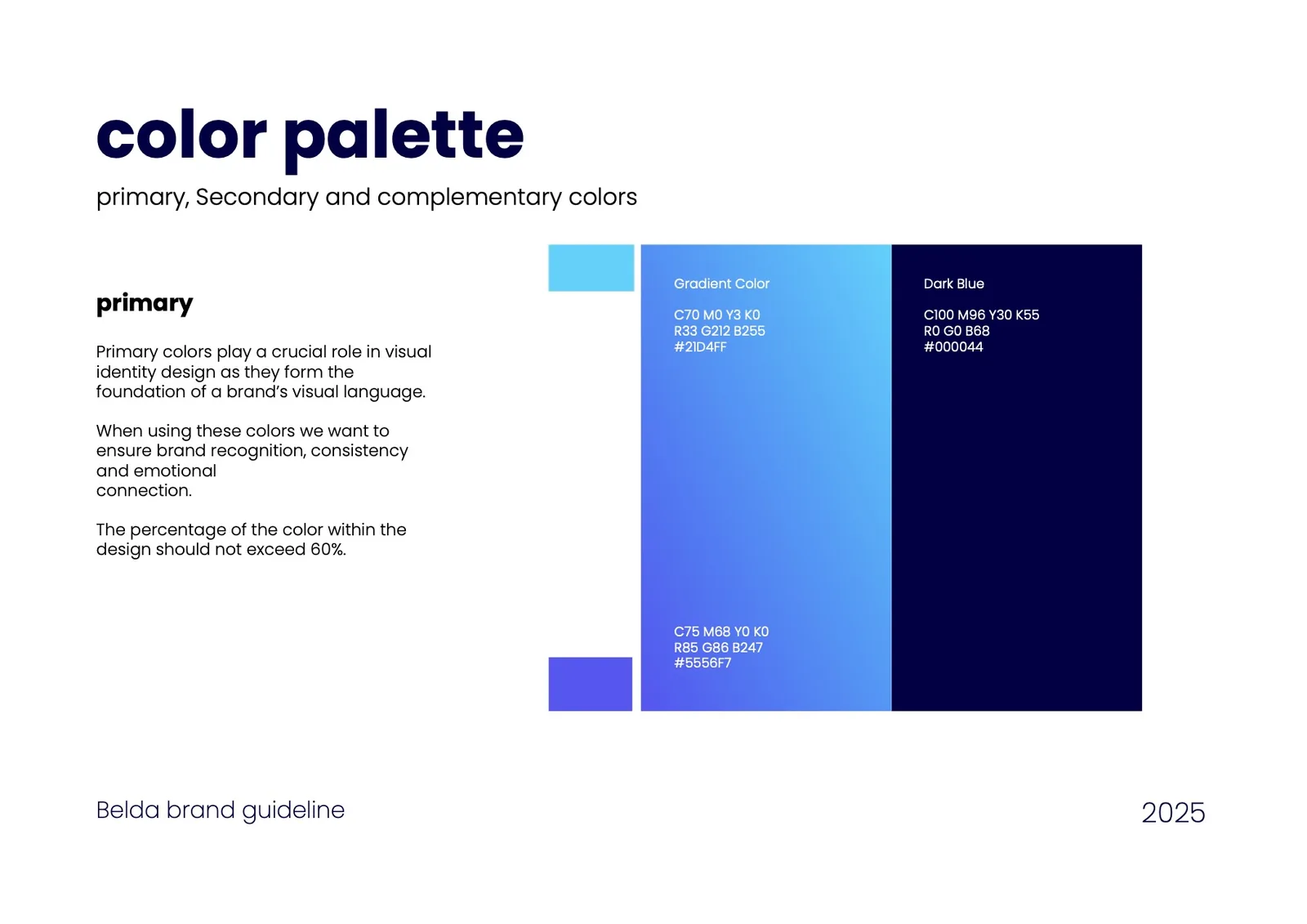 Belda brand guideline: primary colour palette
