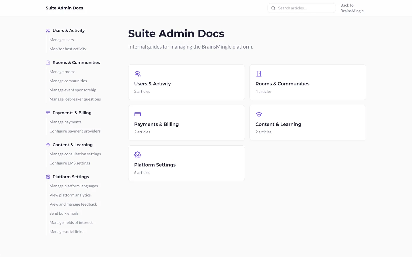 BrainsMingle Suite Admin documentation