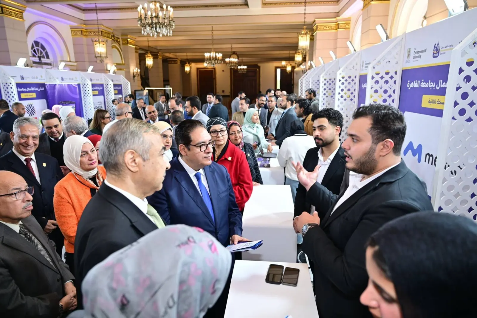 CUES 2026: The Cairo University President touring the startup exhibition