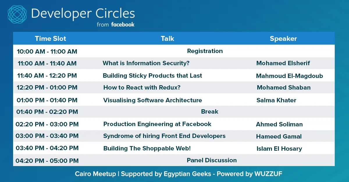 Developer Circles Cairo Meetup schedule